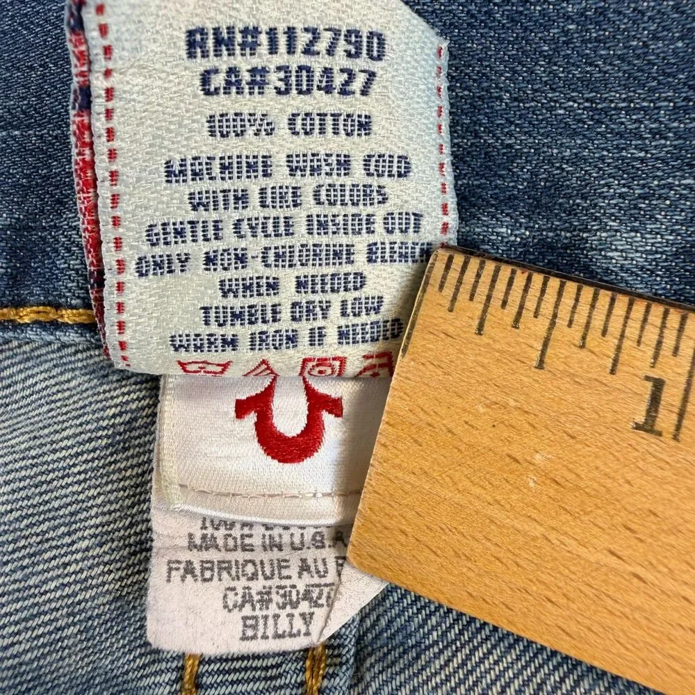 True Religion Billy Bootcut Jeans Mens 38 Blue Made USA 100% Cotton